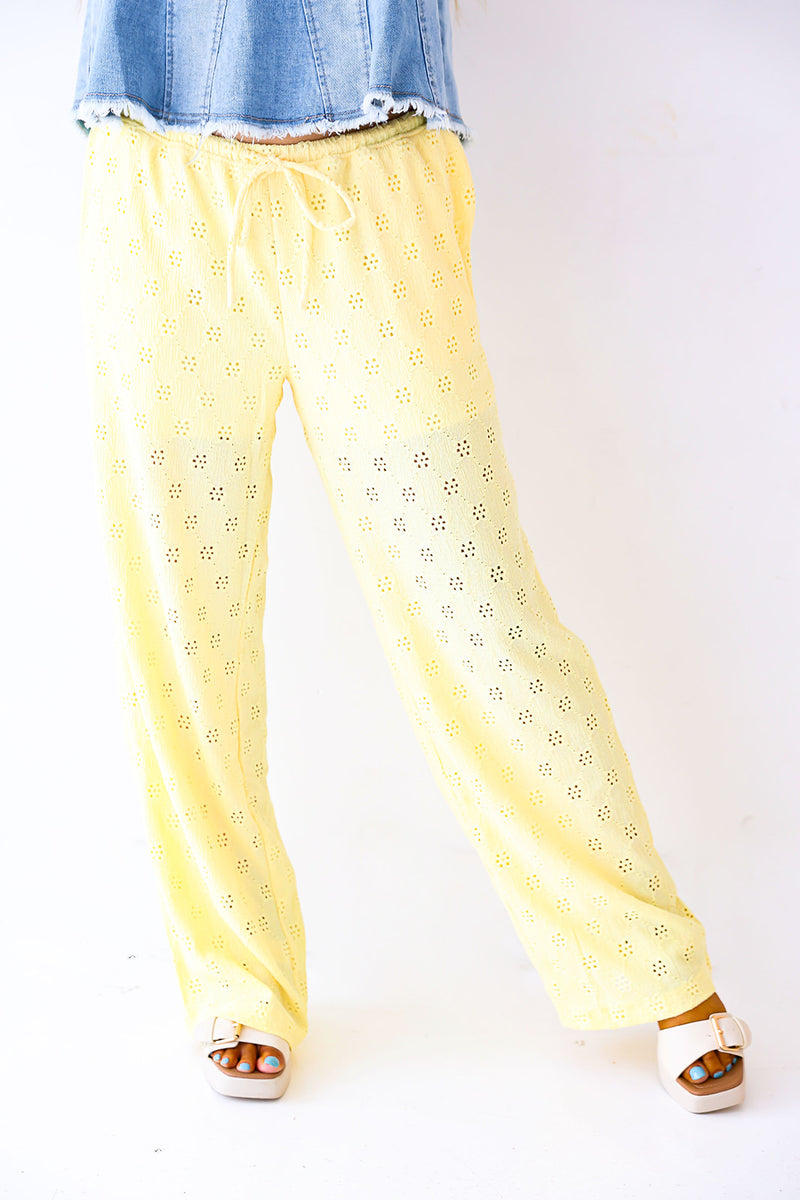 Daisy Days Eyelet Pant-Yellow