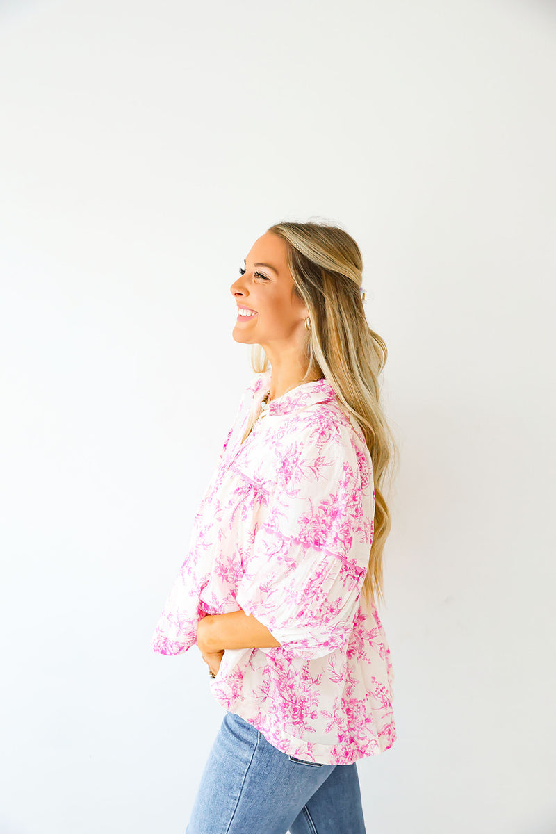 Feminine Frills Blouse-Pink