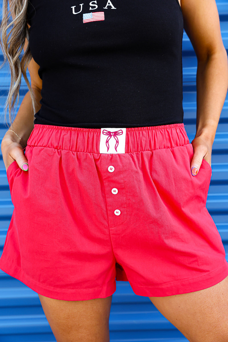 Off Duty Cutie Boxer Shorts-Red