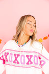 XOXO Varsity Stripe Sweatshirt Top