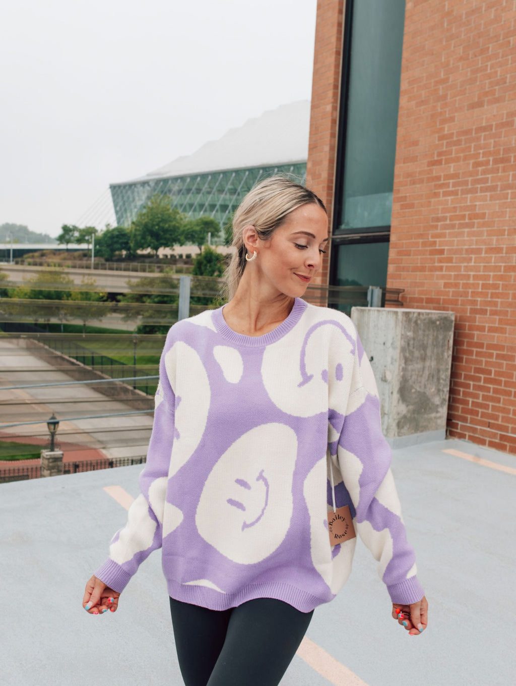 Groovy Smiley Sweater-Lavender
