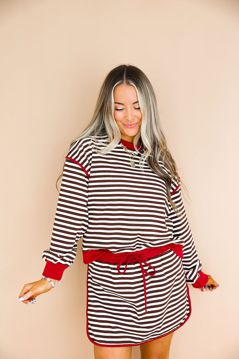 Does It All Skort Set- Red/Brown