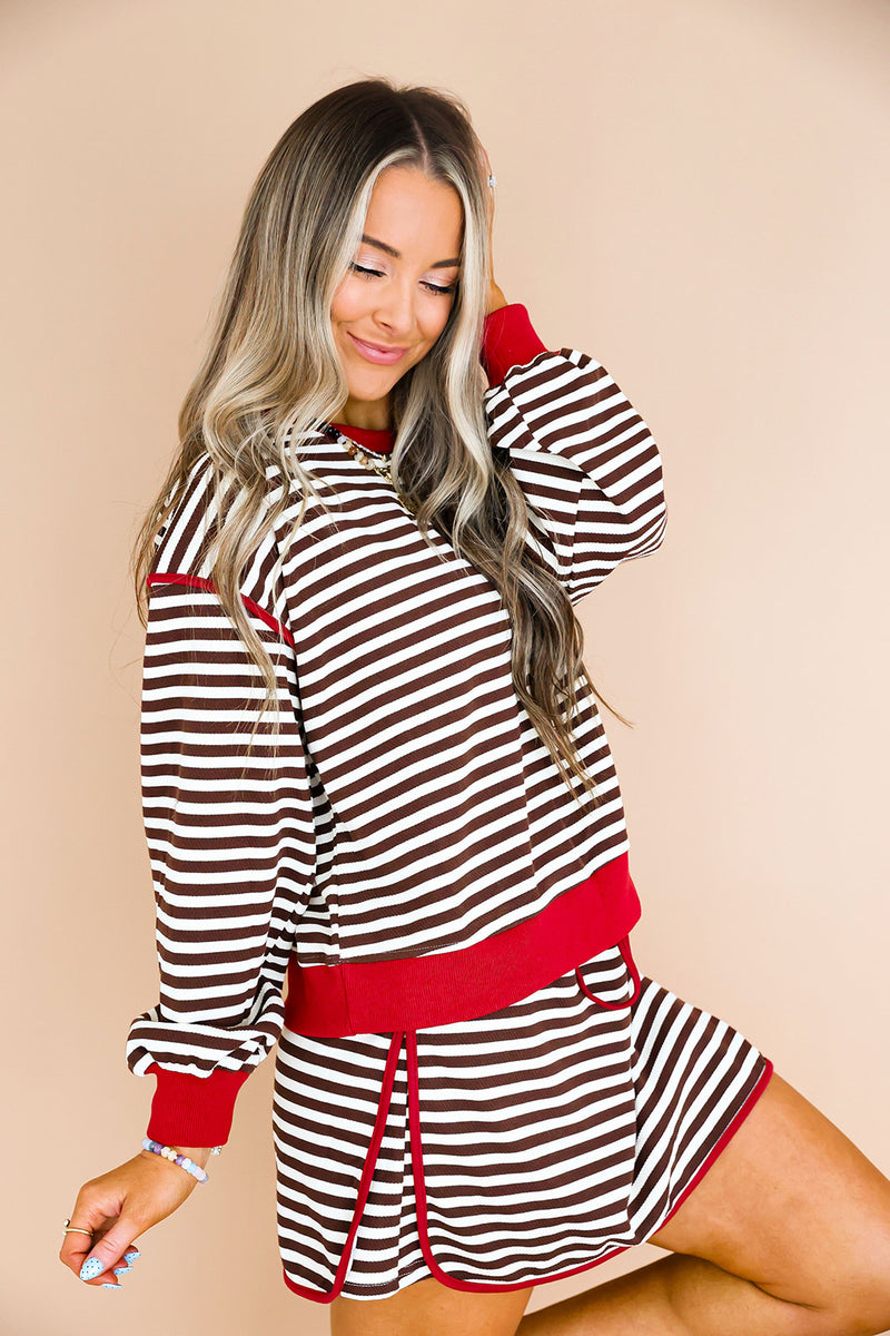 Does It All Skort Set- Red/Brown