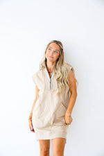 Casual Comfort Zipper Dress-Natural