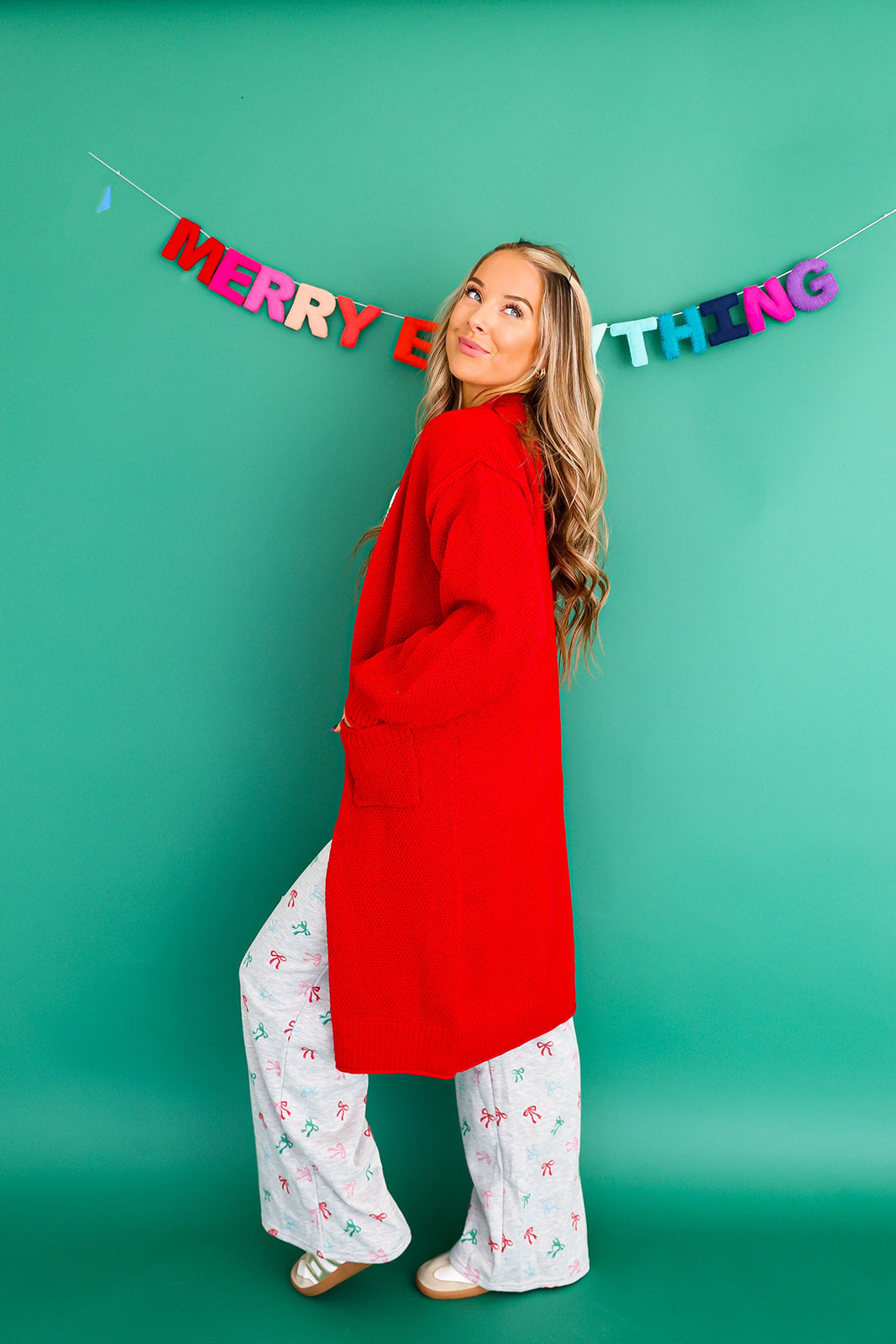Under the Mistletoe Cardigan – Candy Red
