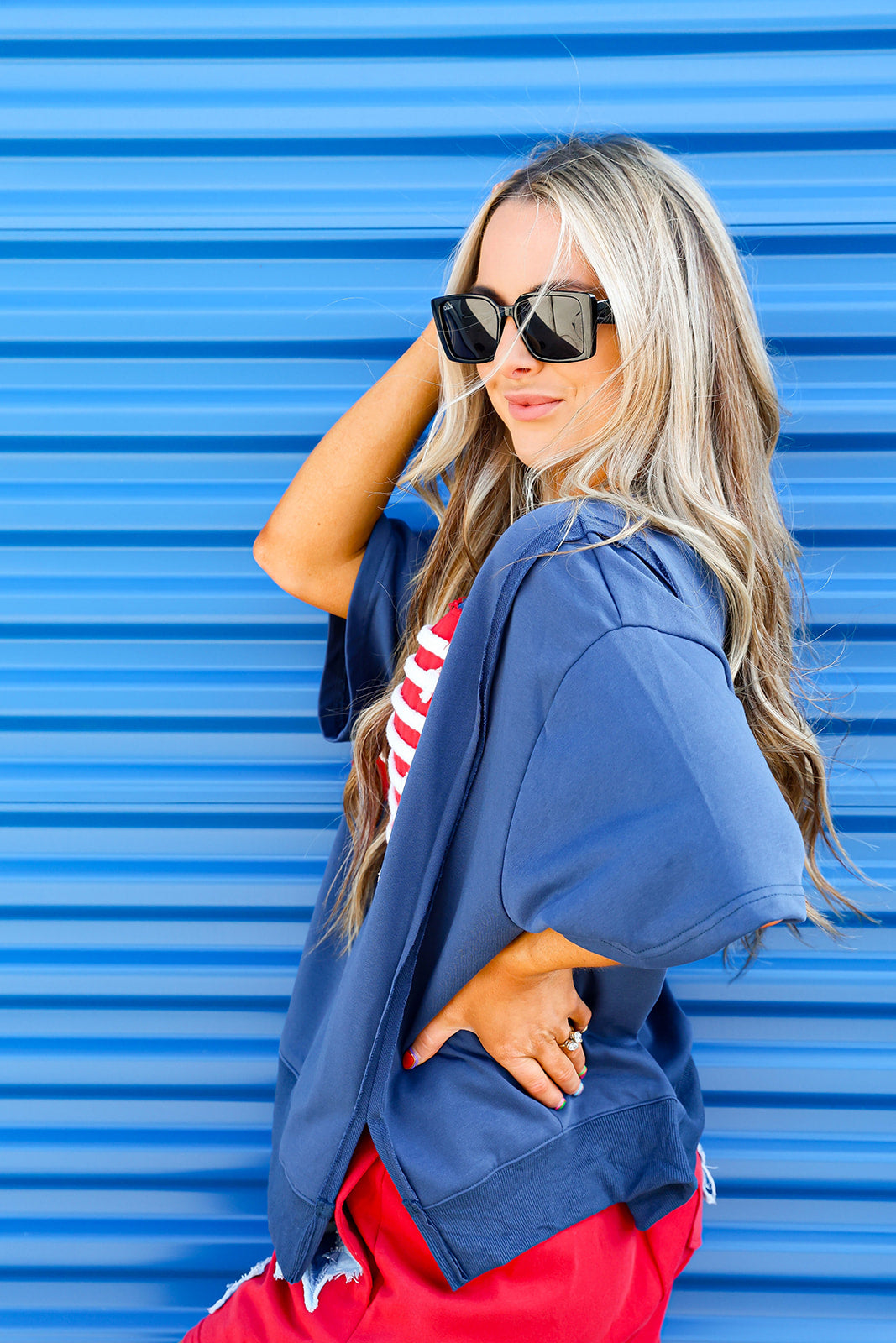 Flag Me Down Top-Navy