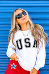Patriotic USA Embroidered Crewneck