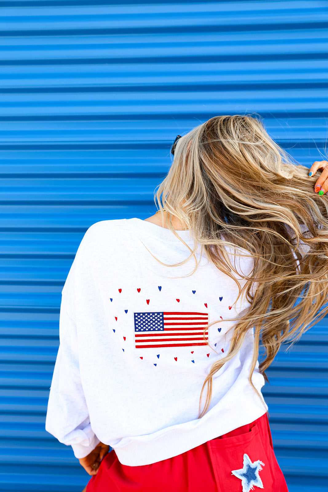 Patriotic USA Embroidered Crewneck