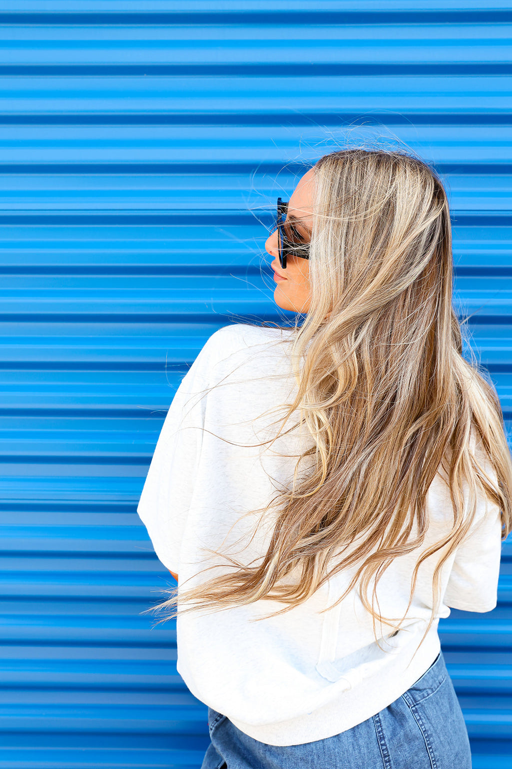 USA Multi Patchwork Tee-Heather Gray