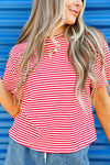 Fast Lane Striped Top-Red/White