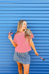 Fast Lane Striped Top-Red/White
