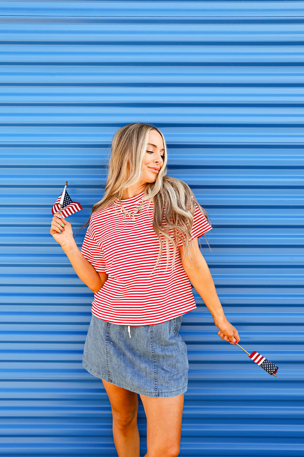 Fast Lane Striped Top-Red/White