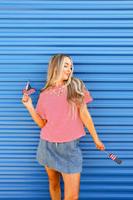 Fast Lane Striped Top-Red/White