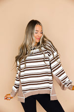 Stripe A Pose Pullover-Brown/Ivory
