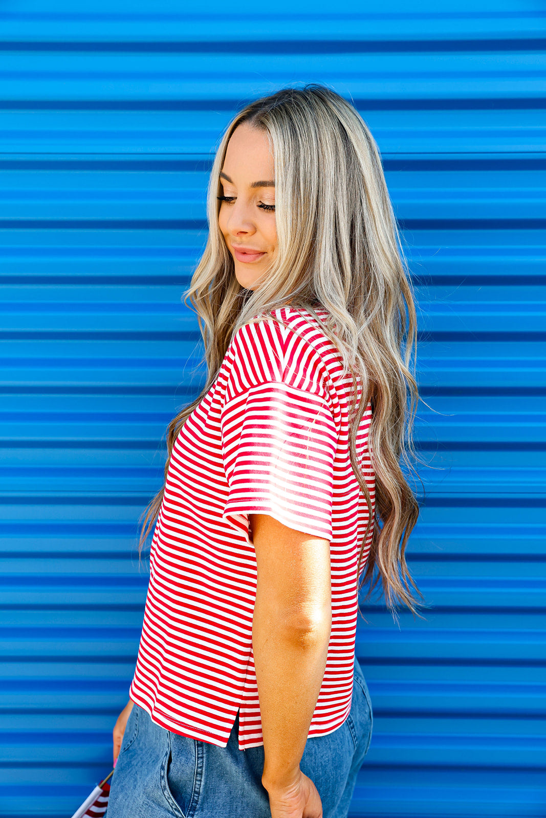 Fast Lane Striped Top-Red/White