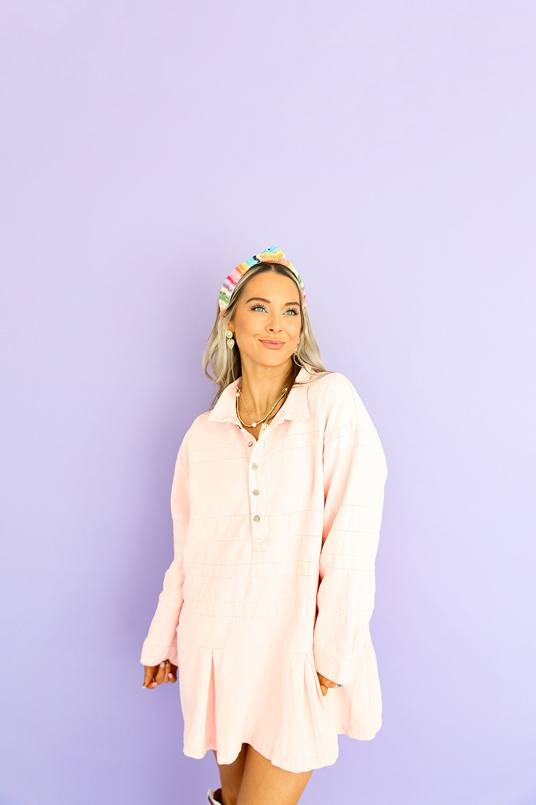 Sweet Like Candy Denim Dress-Baby Pink