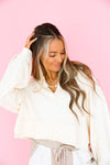 On The Daily Raw Edge Sweatshirt Top- Oatmeal