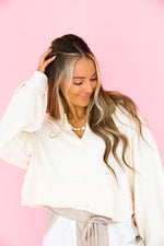 On The Daily Raw Edge Sweatshirt Top- Oatmeal