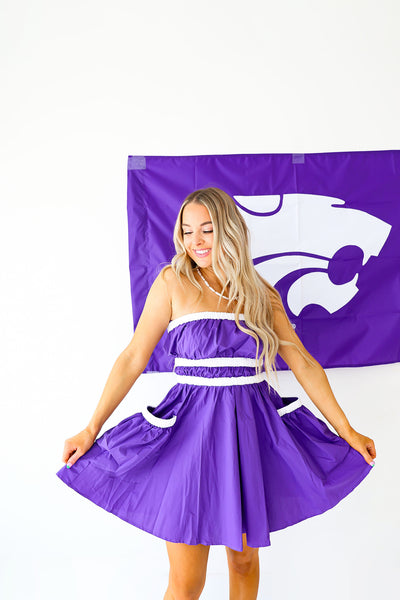 purple gameday dress Purple Game Day Short Sleeve Tiered Dress