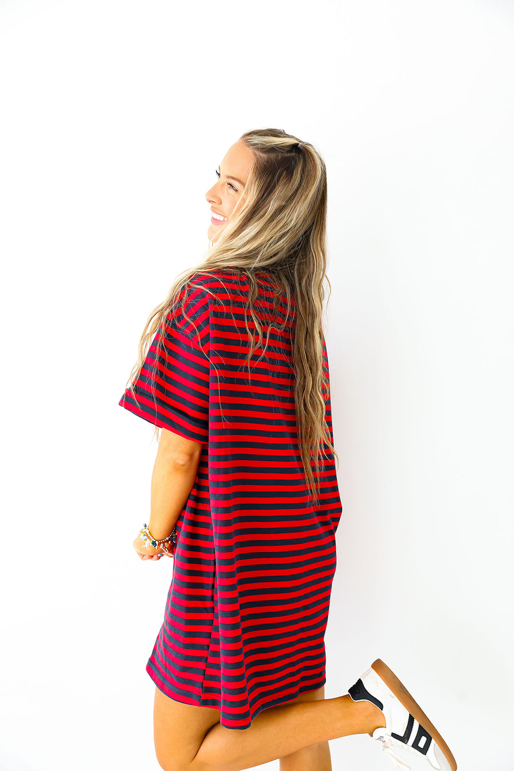 Doing Fun Things T-shirt Dress - Red/Navy
