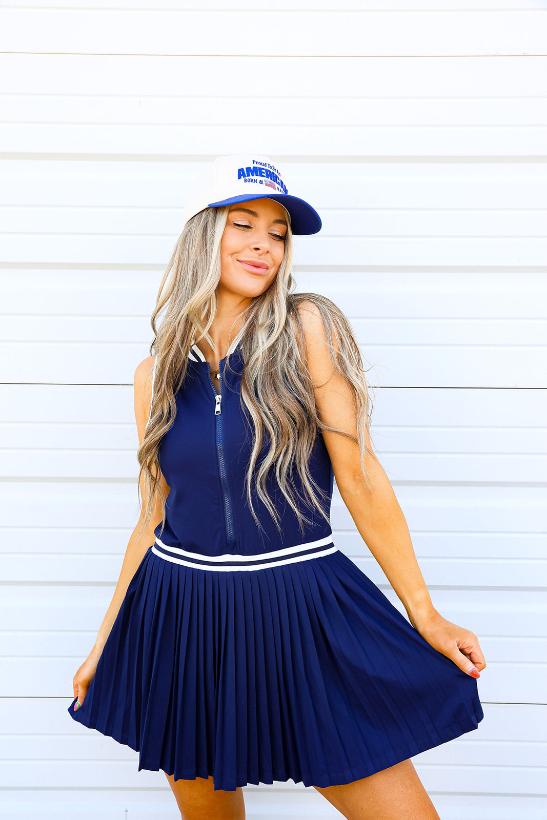 Serve It Up Dress-Navy