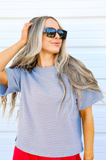 Cooling Off Striped Tee-Blue