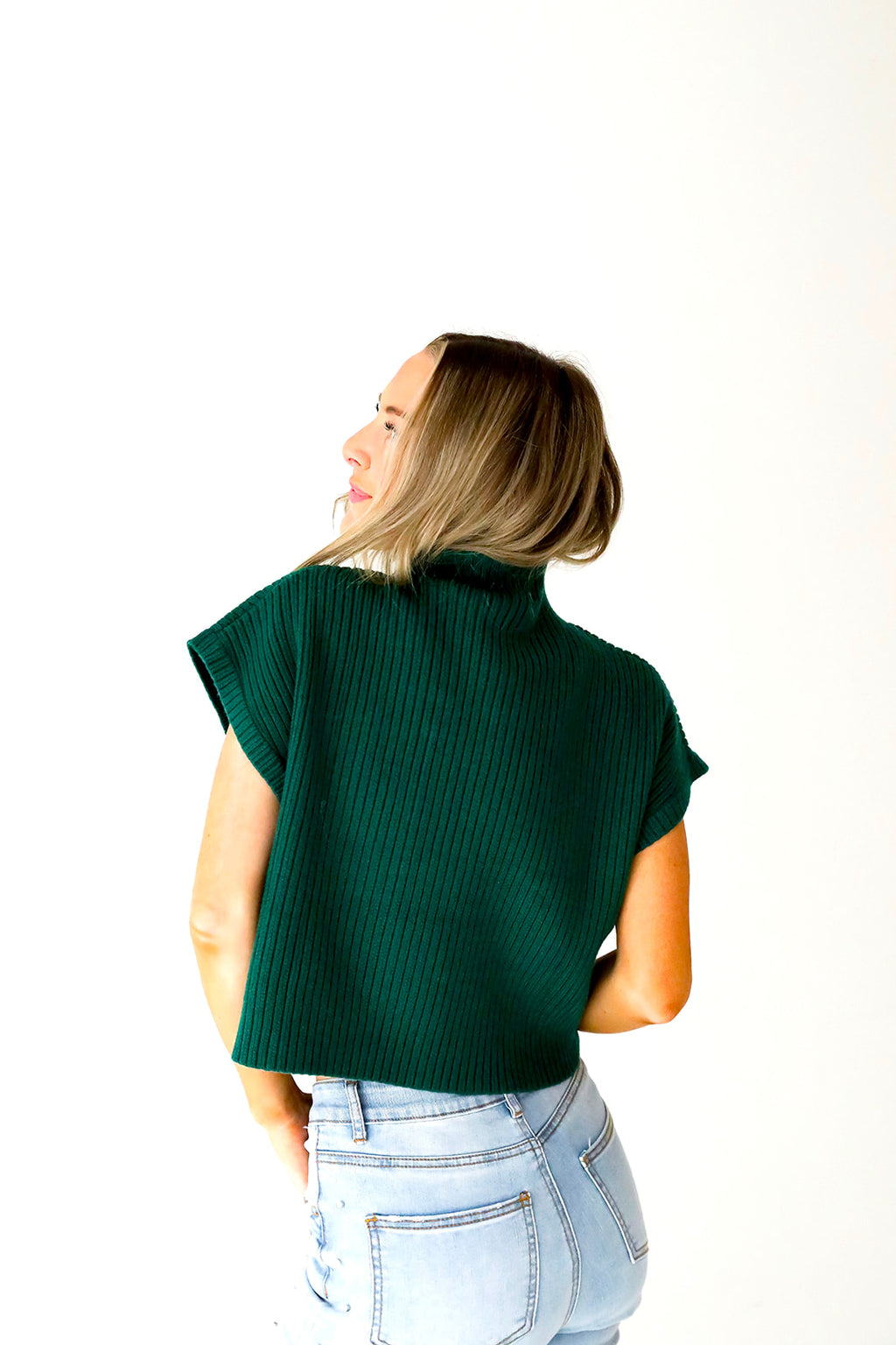 Just Passing Through Sweater Top-Dark Green