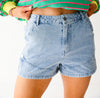 Side Button Detail Denim Shorts