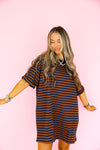 Doing Fun Things T-shirt Dress - Navy/Brick Combo