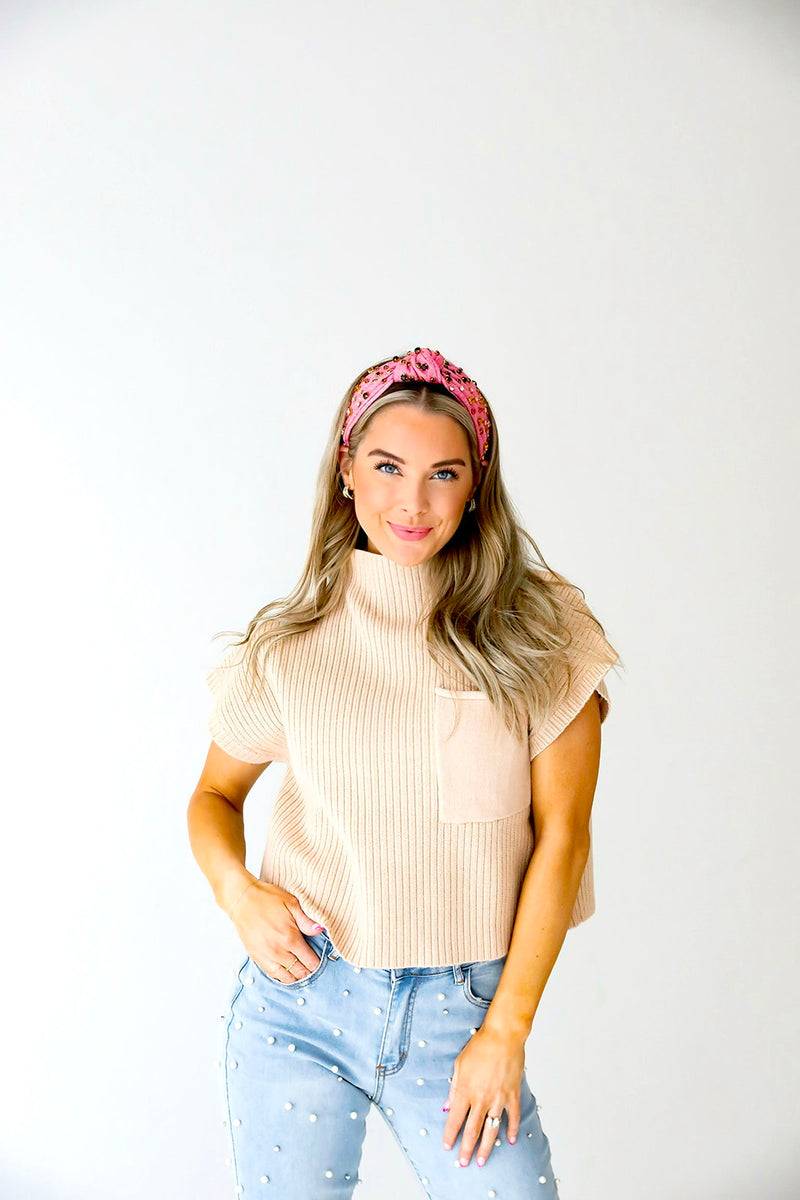 RESTOCK: Just Passing Through Sweater Top-Taupe