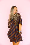 Doing Fun Things T-shirt Dress - Navy/Brick Combo