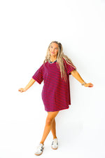 Doing Fun Things T-shirt Dress - Red/Navy