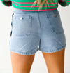 Side Button Detail Denim Shorts