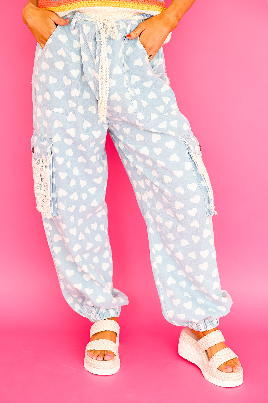 Feel the Love Heart Denim Joggers