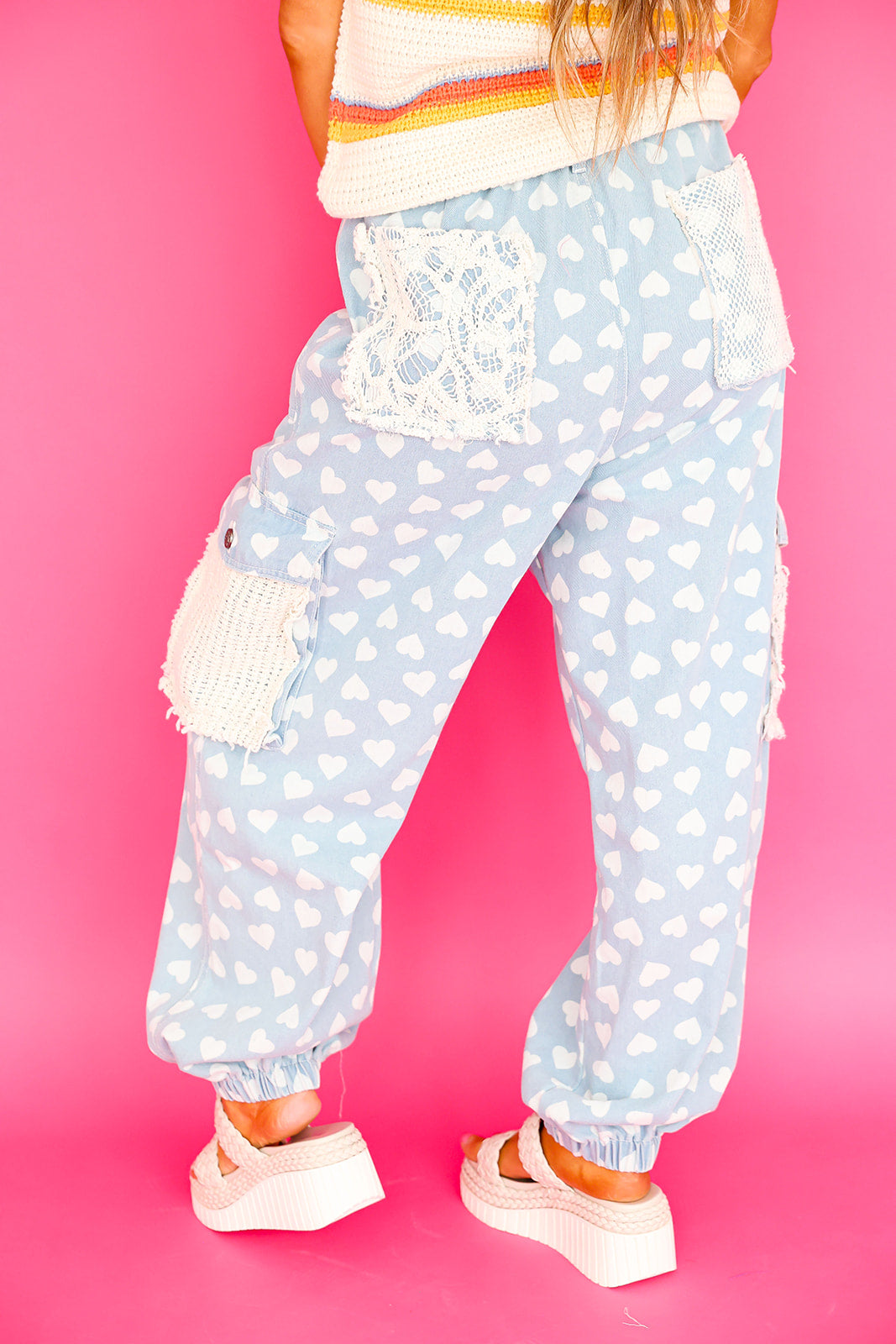 Feel the Love Heart Denim Joggers
