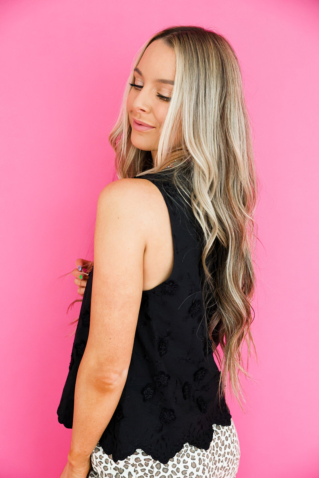 Petal & Pop Tie Top- Black