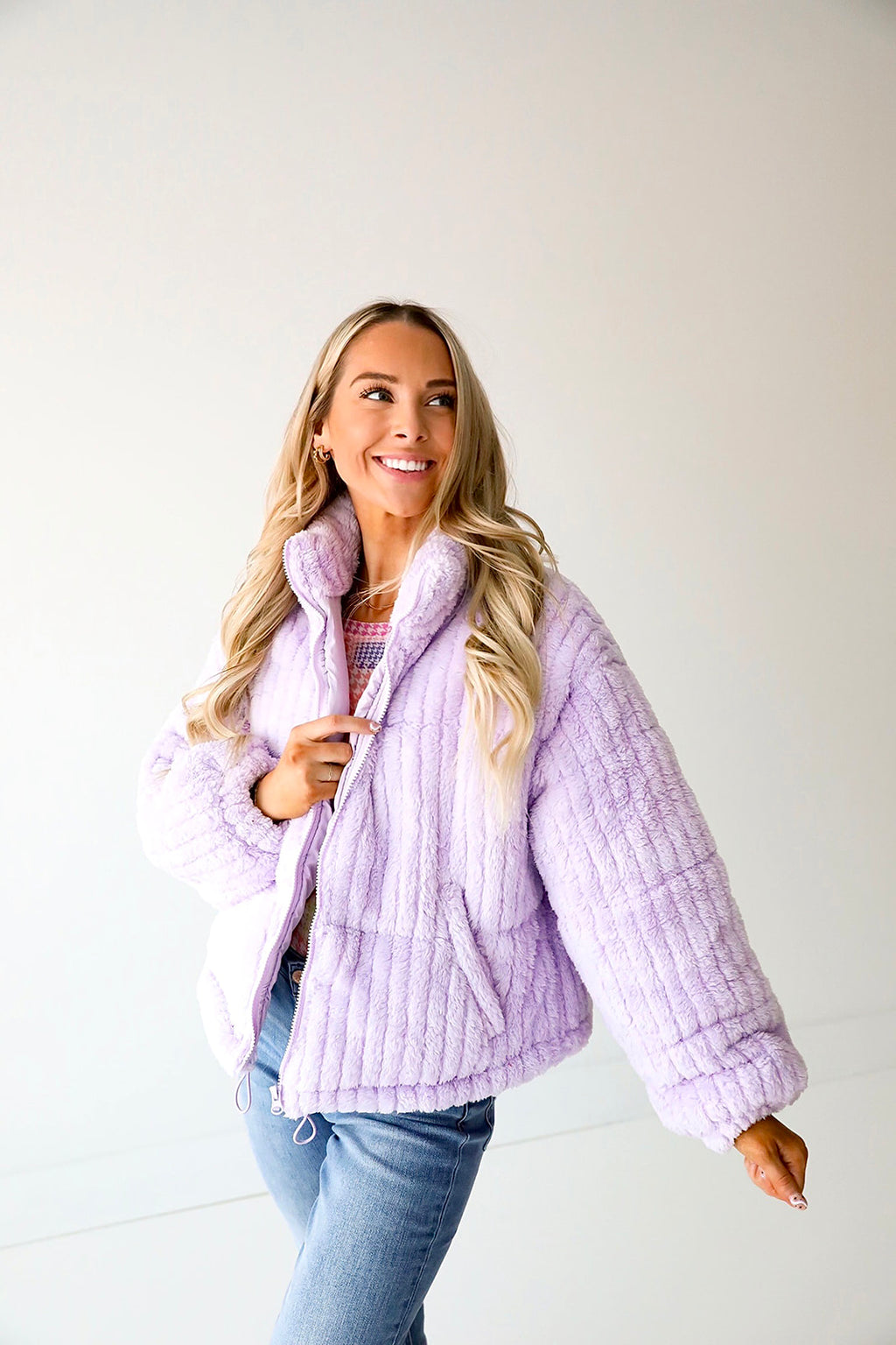 Keeping Cozy In Lavender Coat