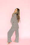 Cozy Weekend Striped Pants- Brown
