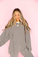 Cozy Weekend Striped Top- Brown
