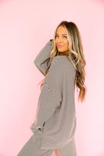 Cozy Weekend Striped Top- Brown