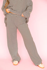 Cozy Weekend Striped Pants- Brown