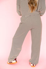 Cozy Weekend Striped Pants- Brown