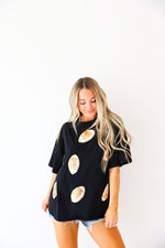 Kickoff Cutie Sequin Footballs Tee-Black