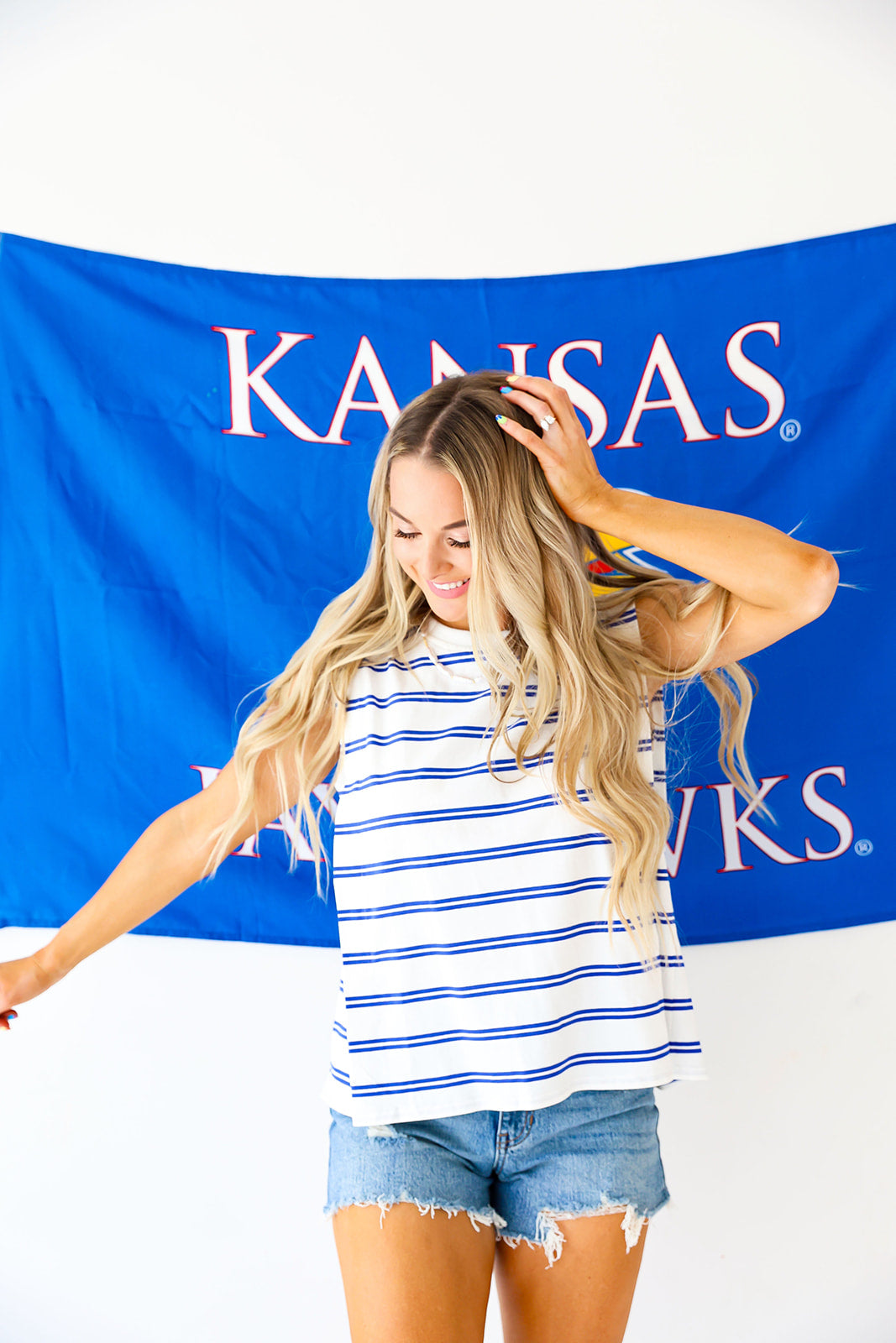 Starting With Stripes Tank-Blue/White