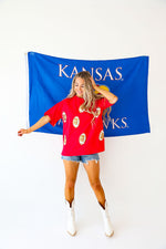 Kickoff Cutie Sequin Footballs Tee-Red