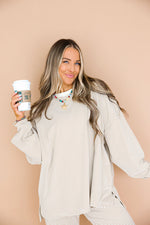 Cozy Weekend Striped Top- Beige