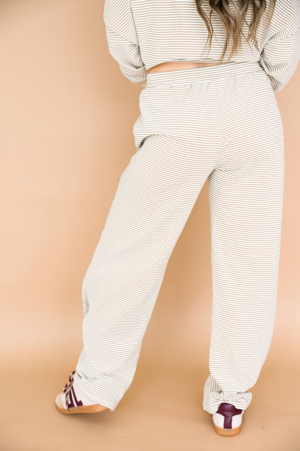 Cozy Weekend Striped Pants- Beige