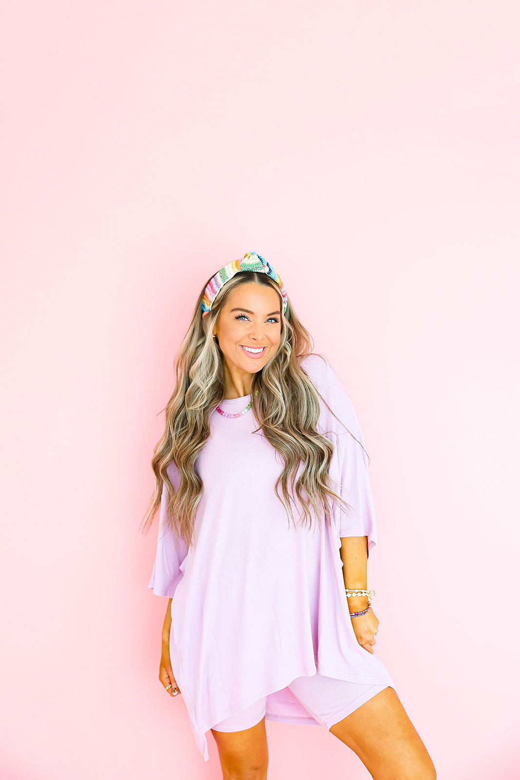 On The Go Ribbed Biker Shorts Set-Lilac