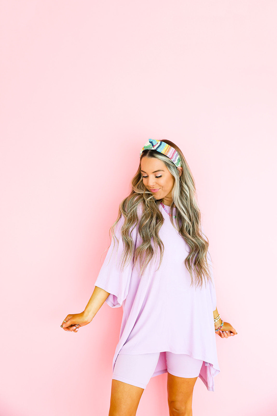 On The Go Ribbed Biker Shorts Set-Lilac