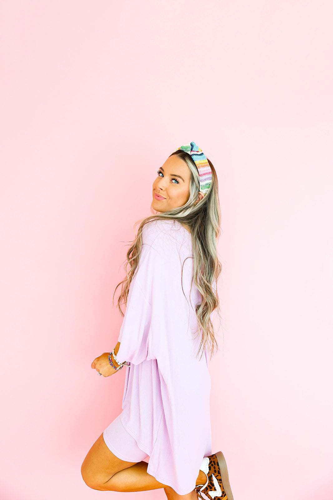 On The Go Ribbed Biker Shorts Set-Lilac